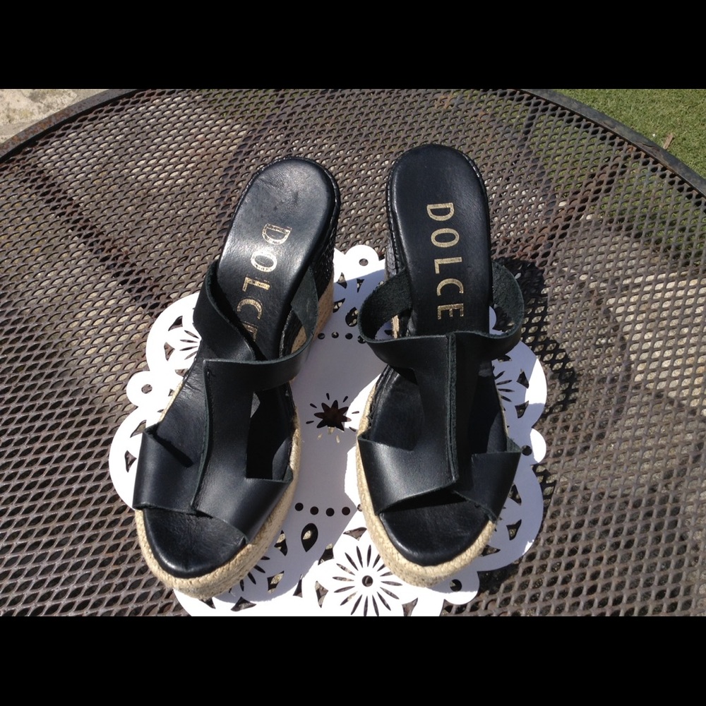 Dolce Black & Tan Wedges